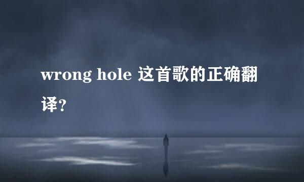 wrong hole 这首歌的正确翻译？